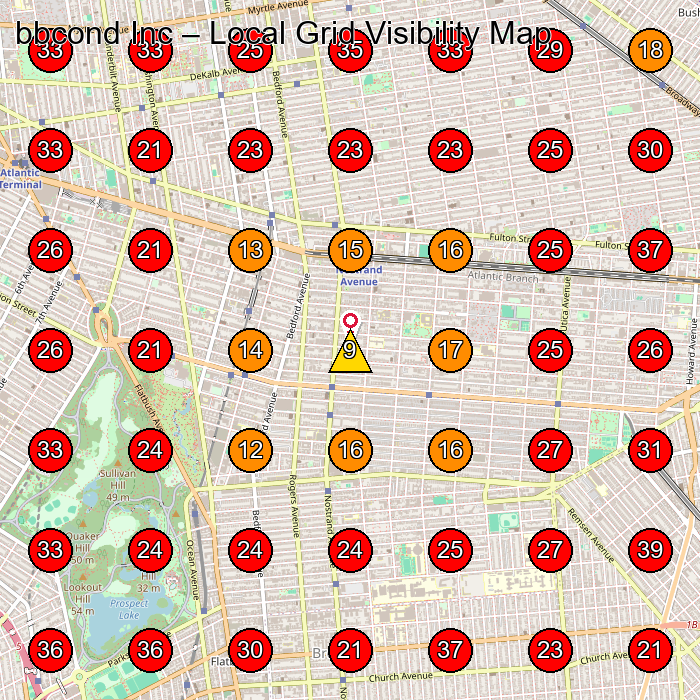 bbcond Inc GeoGrid visibility map for Hvac Contractor in Brooklyn